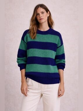NakedCashmere x Noname Mohair Cashmere Stripe Sweater Green Navy Size XS NWT